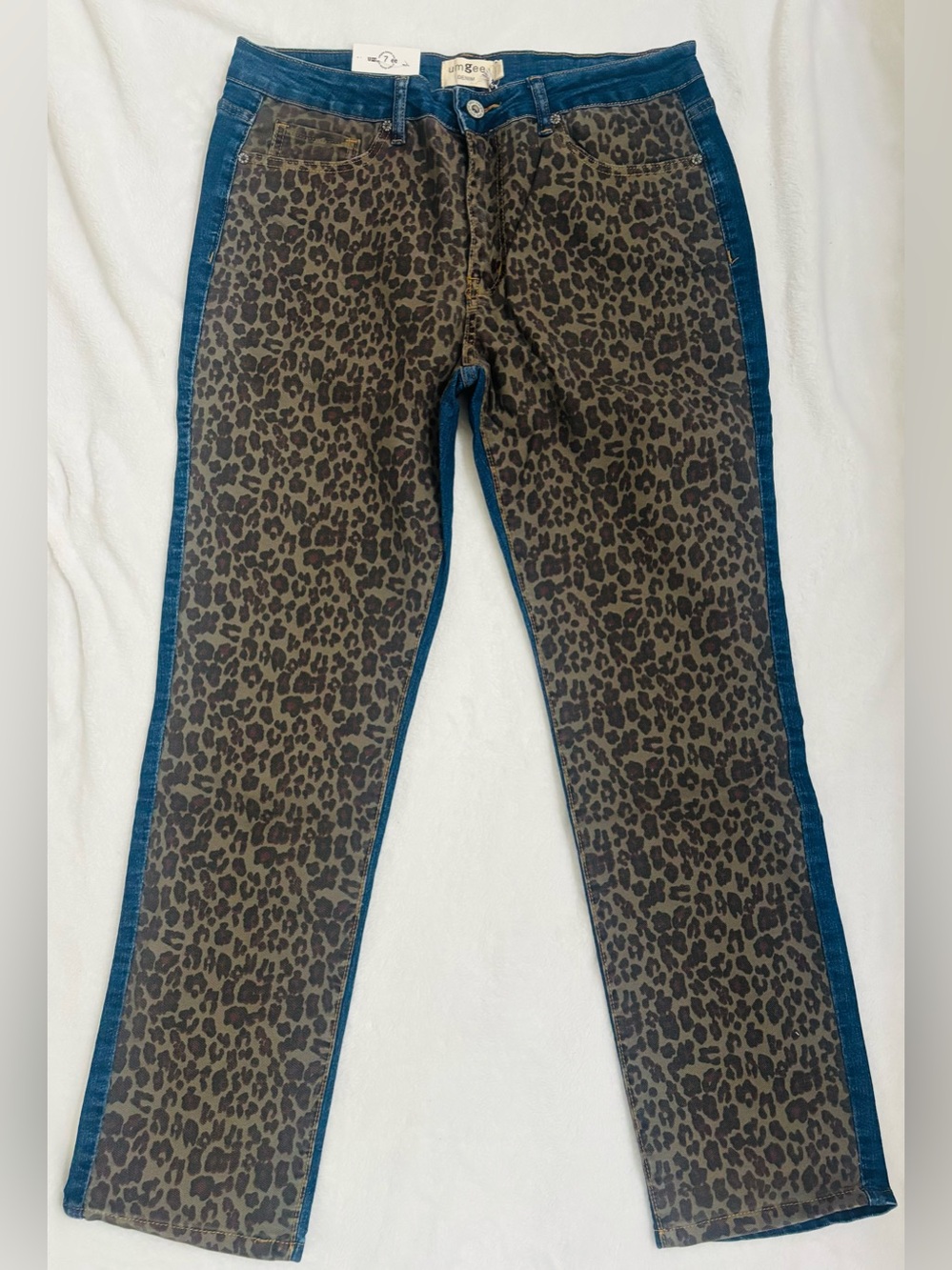 Umgee Denim Leopard Print Panel Flare Jeans — NWT - See Measurements!! - Picture 2 of 6